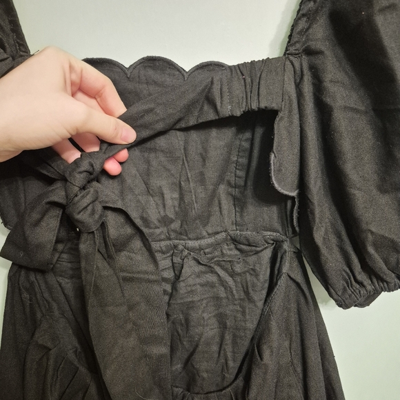 O.P.T Women's Boho Cottagecore Black Midi Open Back Dress Size Small - Picture 6 of 9